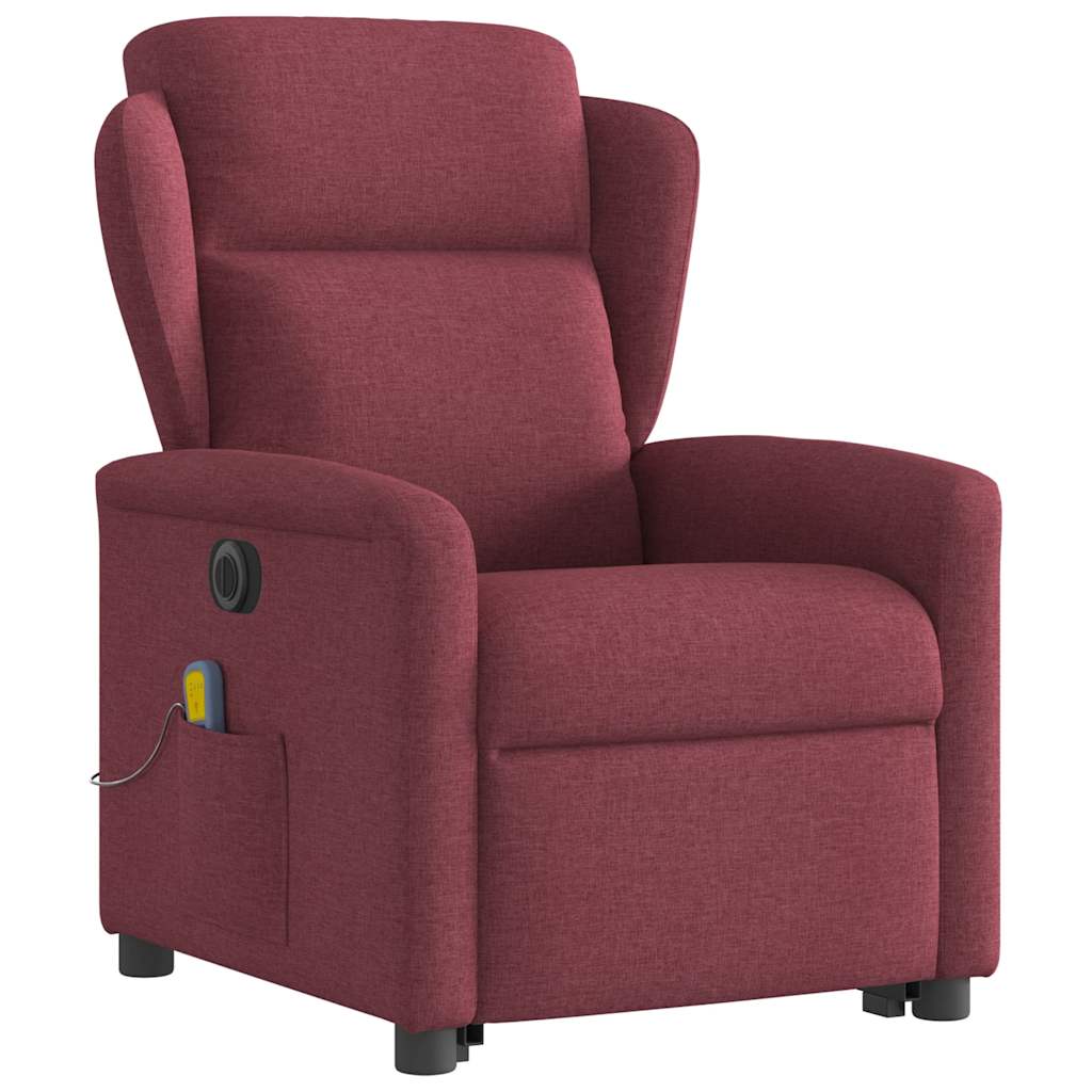 Fauteuil inclinable de massage électrique Rouge bordeaux Tissu Fauteuils vidaXL