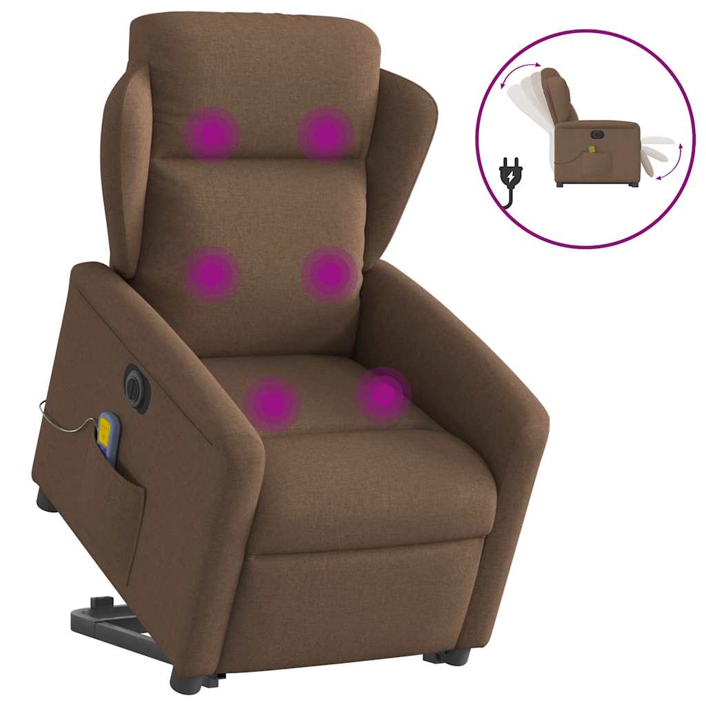 Fauteuil inclinable de massage électrique Marron Tissu Fauteuils vidaXL