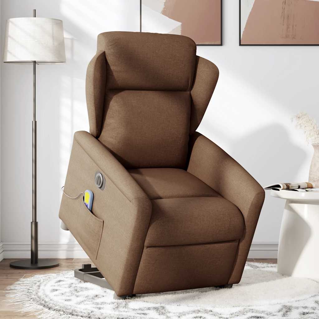 Fauteuil inclinable de massage électrique Marron Tissu Fauteuils vidaXL