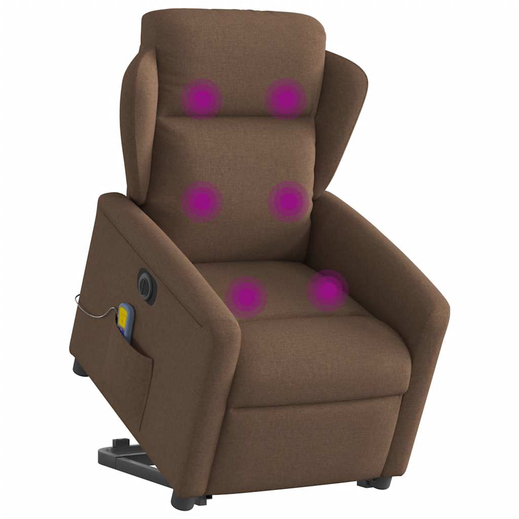 Fauteuil inclinable de massage électrique Marron Tissu Fauteuils vidaXL