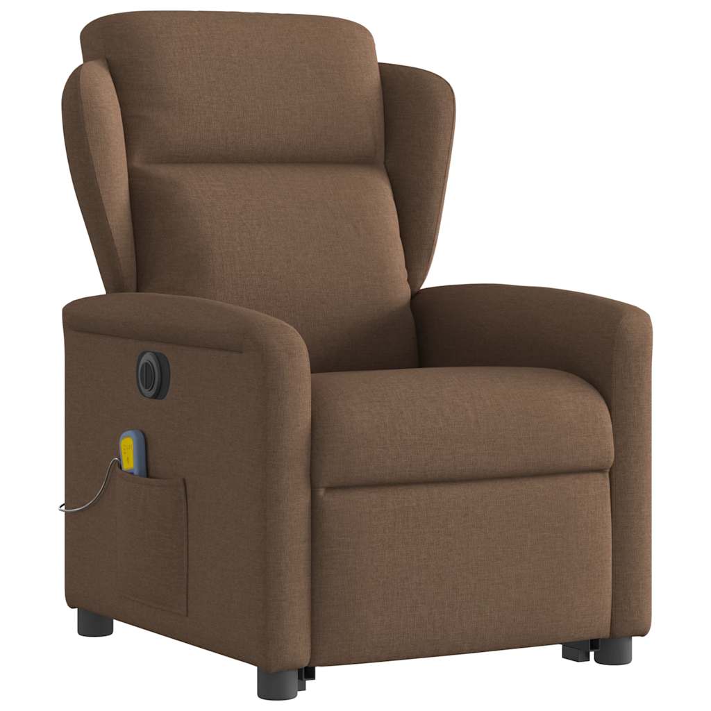 Fauteuil inclinable de massage électrique Marron Tissu Fauteuils vidaXL