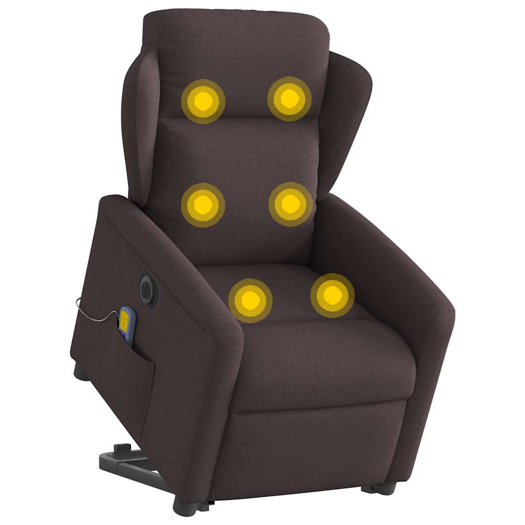 Fauteuil inclinable de massage électrique Marron foncé Tissu Fauteuils vidaXL