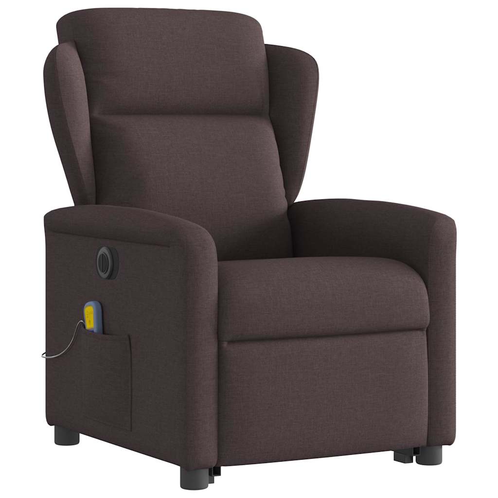 Fauteuil inclinable de massage électrique Marron foncé Tissu Fauteuils vidaXL