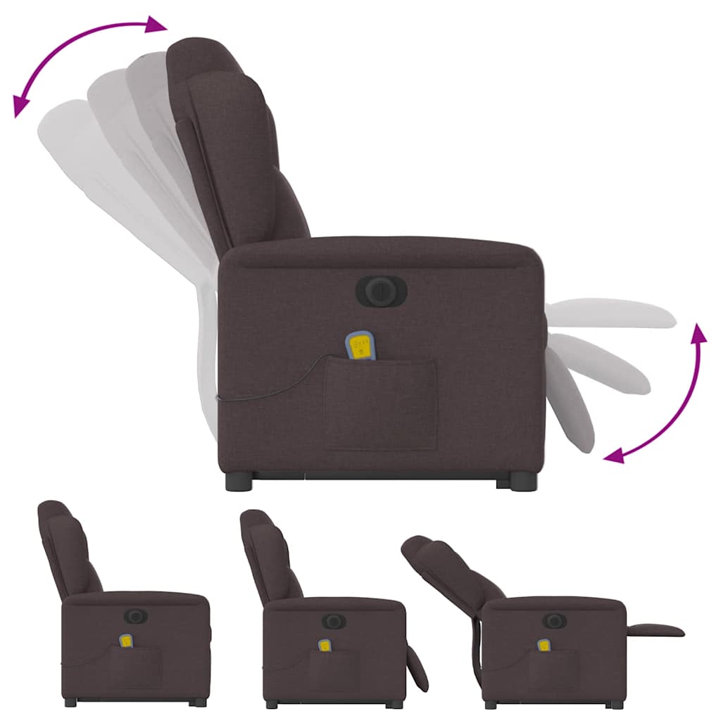 Fauteuil inclinable de massage électrique Marron foncé Tissu Fauteuils vidaXL