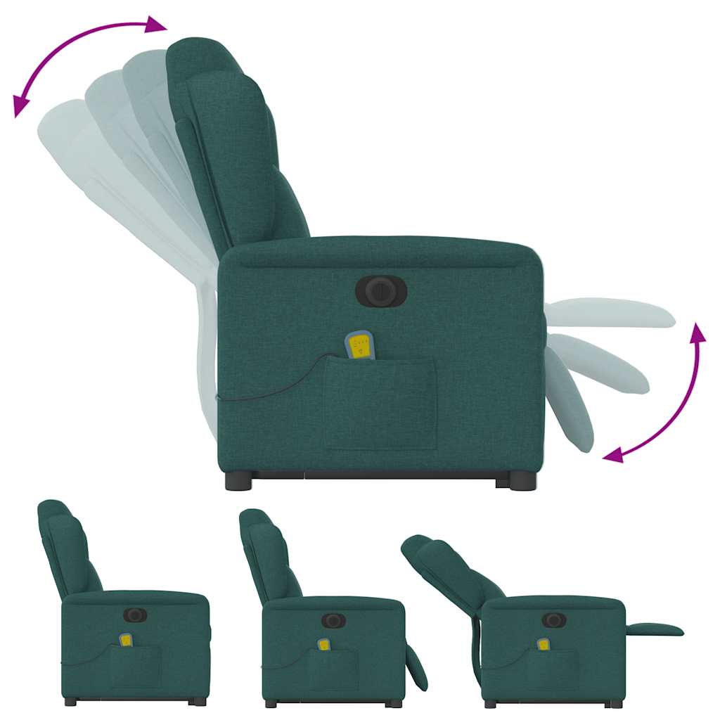 Fauteuil inclinable de massage électrique Vert foncé Tissu Fauteuils vidaXL