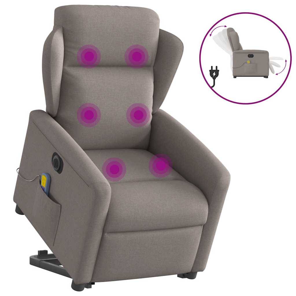 Fauteuil inclinable de massage électrique Taupe Tissu Fauteuils vidaXL