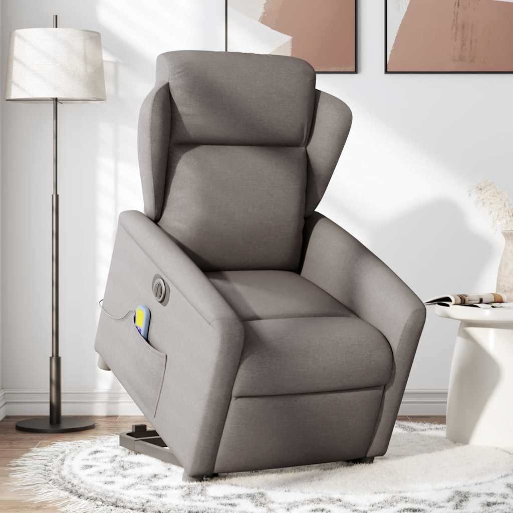 Fauteuil inclinable de massage électrique Taupe Tissu Fauteuils vidaXL