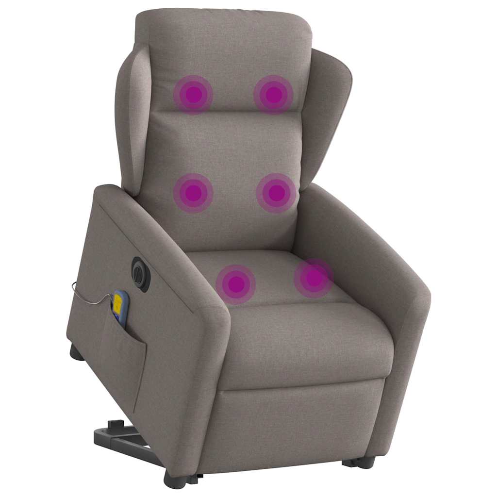 Fauteuil inclinable de massage électrique Taupe Tissu Fauteuils vidaXL