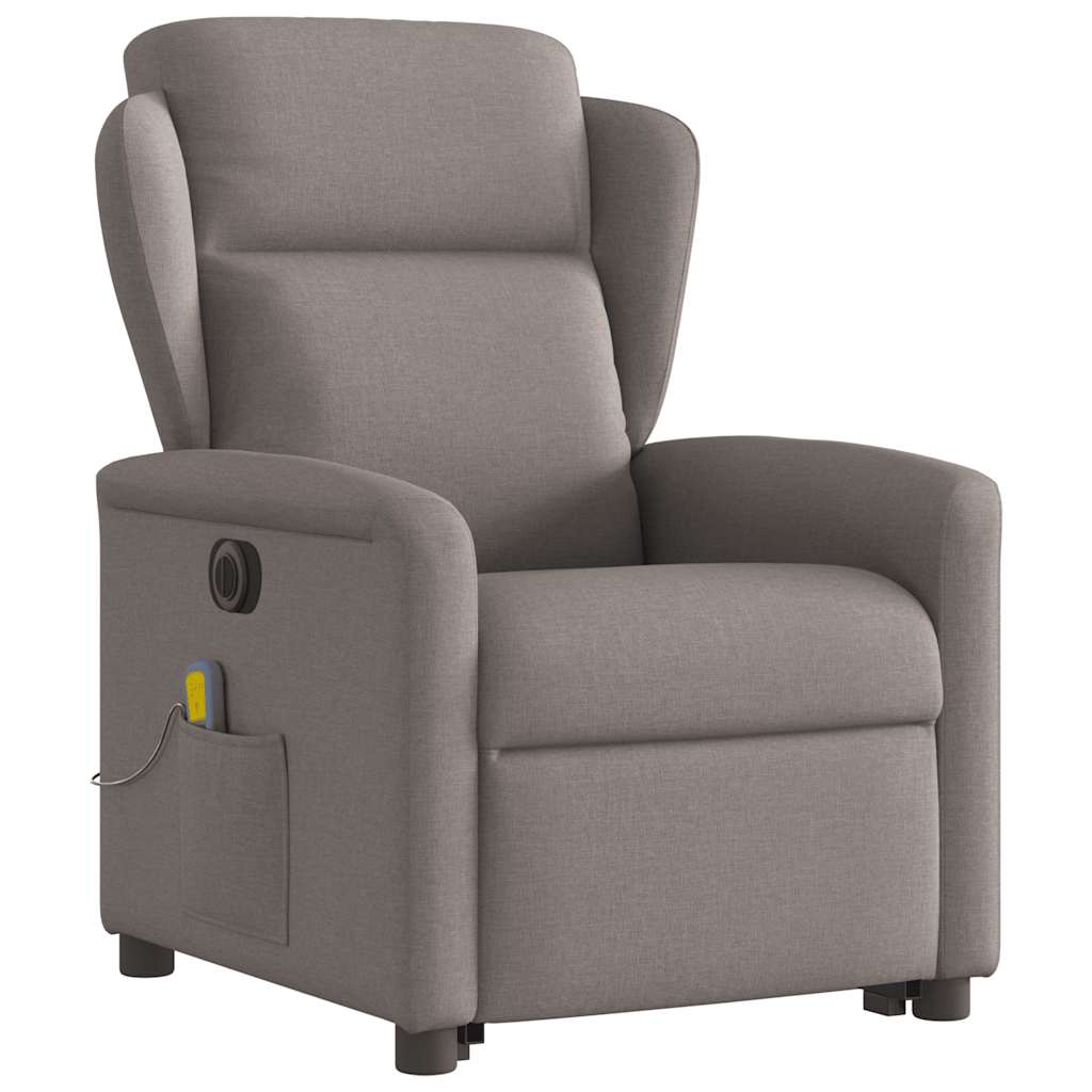 Fauteuil inclinable de massage électrique Taupe Tissu Fauteuils vidaXL