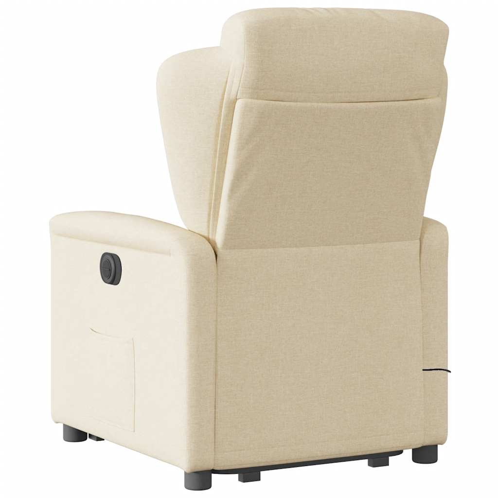 Fauteuil inclinable de massage électrique Crème Tissu Fauteuils vidaXL