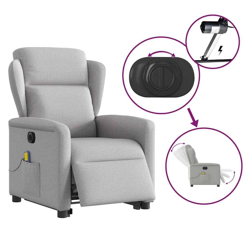 Fauteuil inclinable de massage électrique gris nuage tissu Fauteuils vidaXL