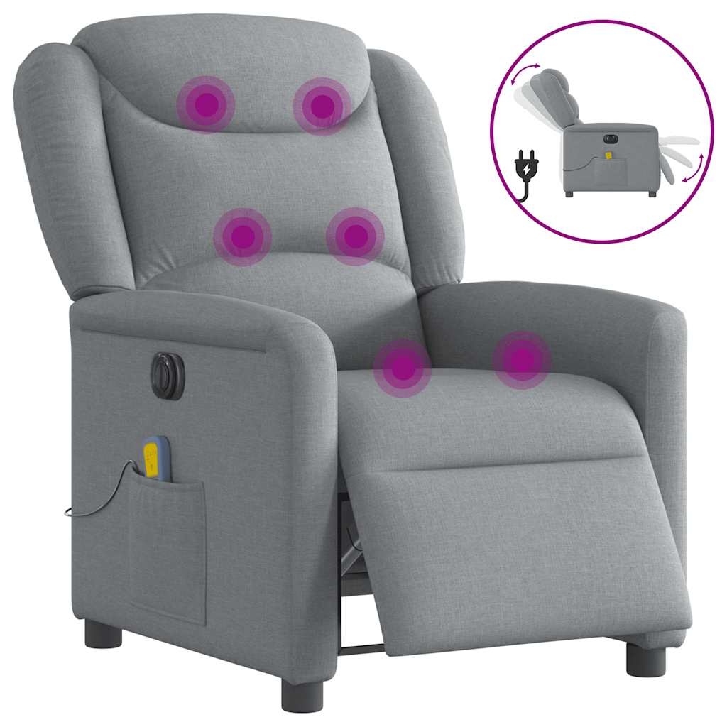 Fauteuil de massage inclinable électrique gris clair tissu Fauteuils vidaXL