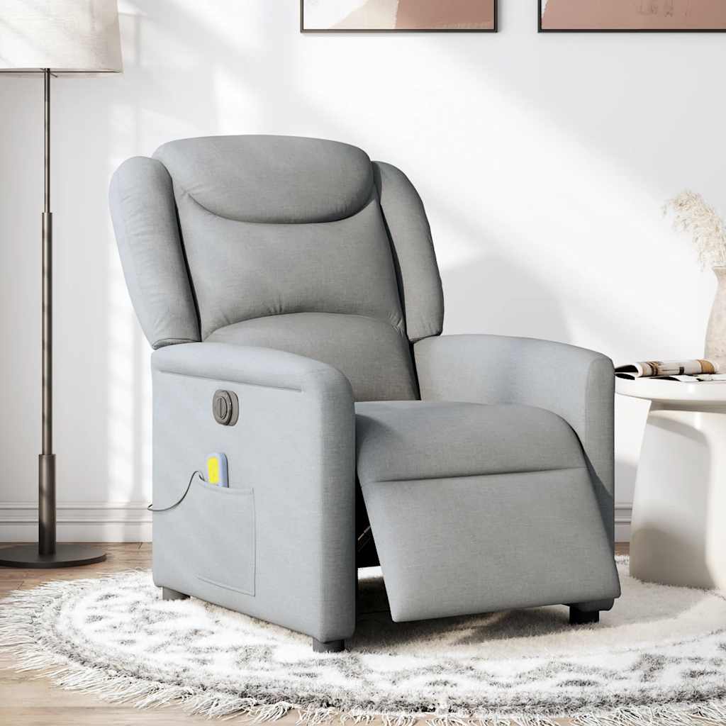 Fauteuil de massage inclinable électrique gris clair tissu Fauteuils vidaXL