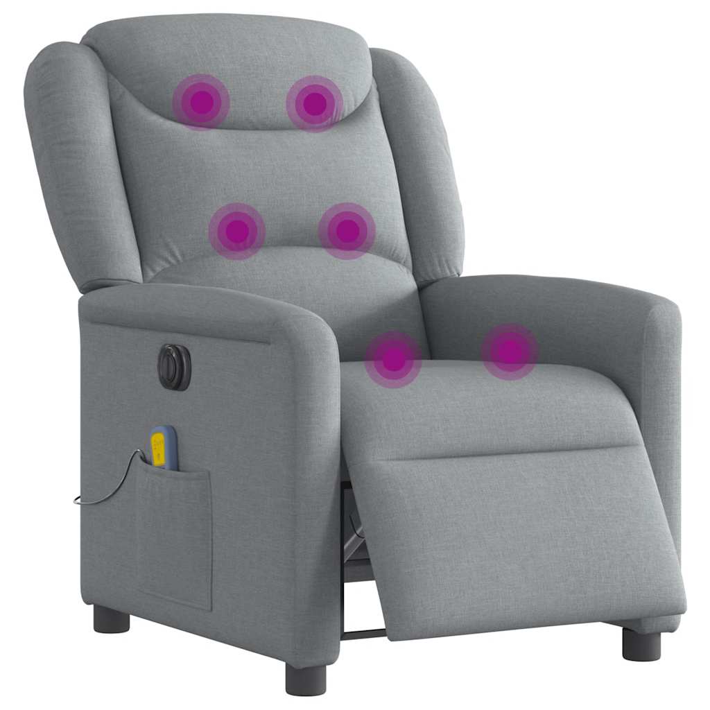 Fauteuil de massage inclinable électrique gris clair tissu Fauteuils vidaXL