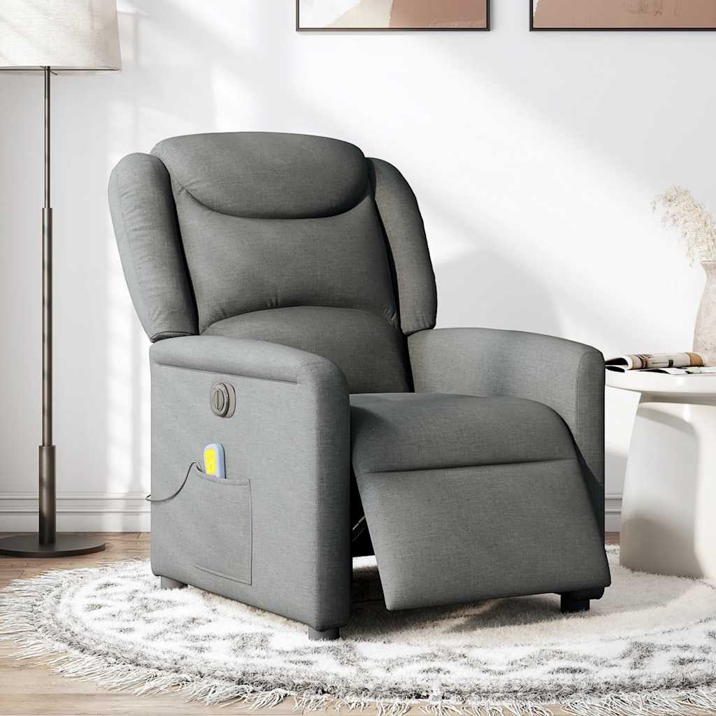 Fauteuil inclinable de massage électrique gris foncé tissu Fauteuils vidaXL