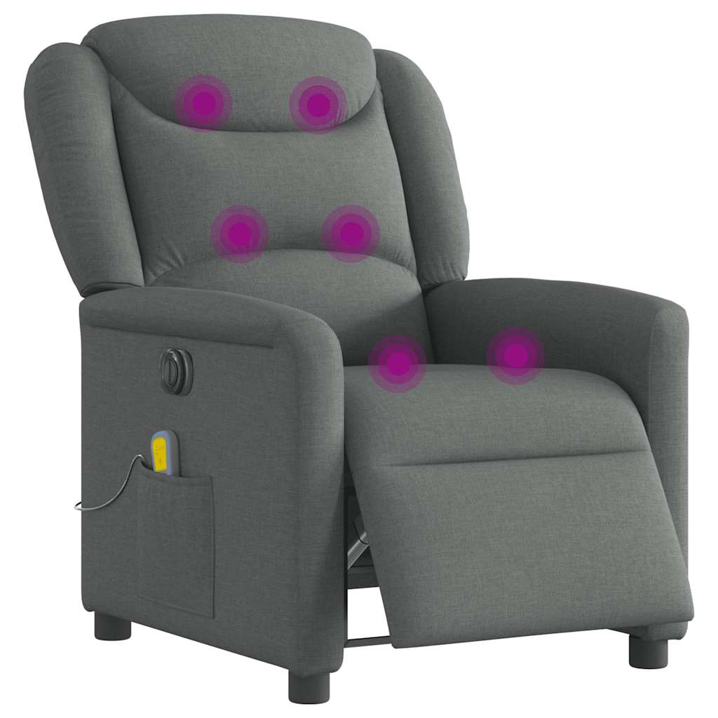 Fauteuil inclinable de massage électrique gris foncé tissu Fauteuils vidaXL