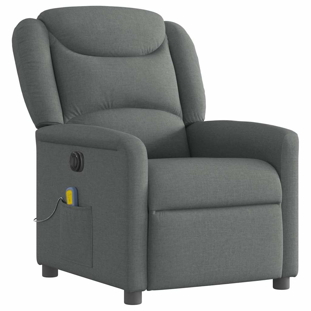 Fauteuil inclinable de massage électrique gris foncé tissu Fauteuils vidaXL