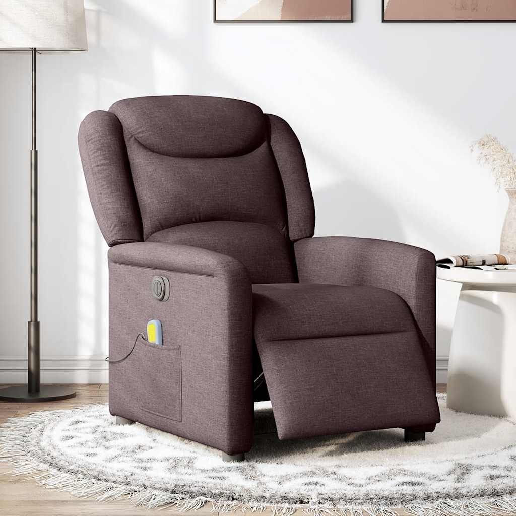 Fauteuil de massage inclinable électrique Marron foncé Tissu Fauteuils vidaXL