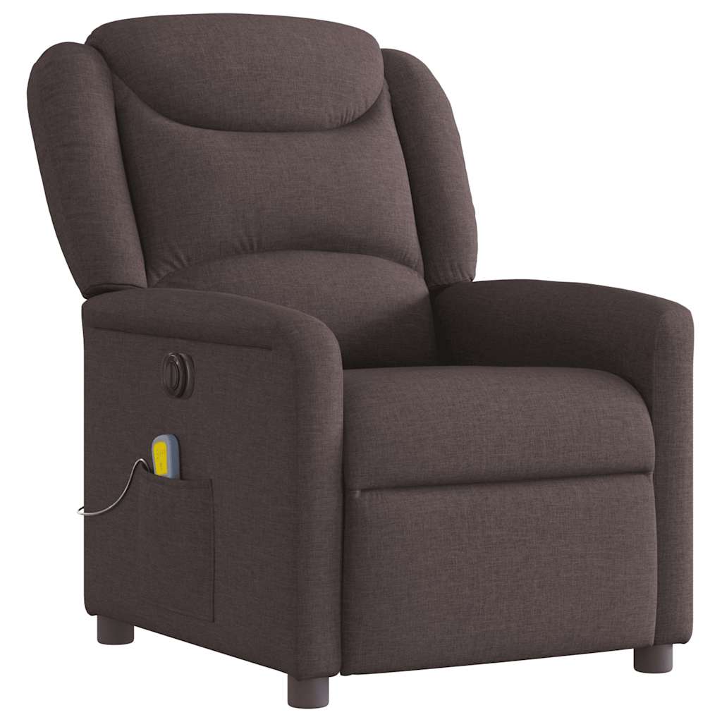 Fauteuil de massage inclinable électrique Marron foncé Tissu Fauteuils vidaXL