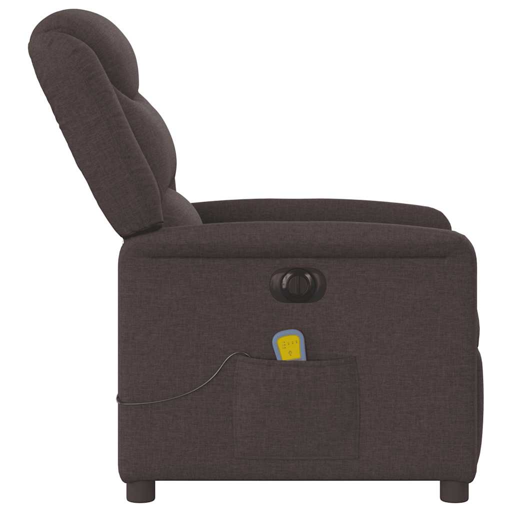 Fauteuil de massage inclinable électrique Marron foncé Tissu Fauteuils vidaXL