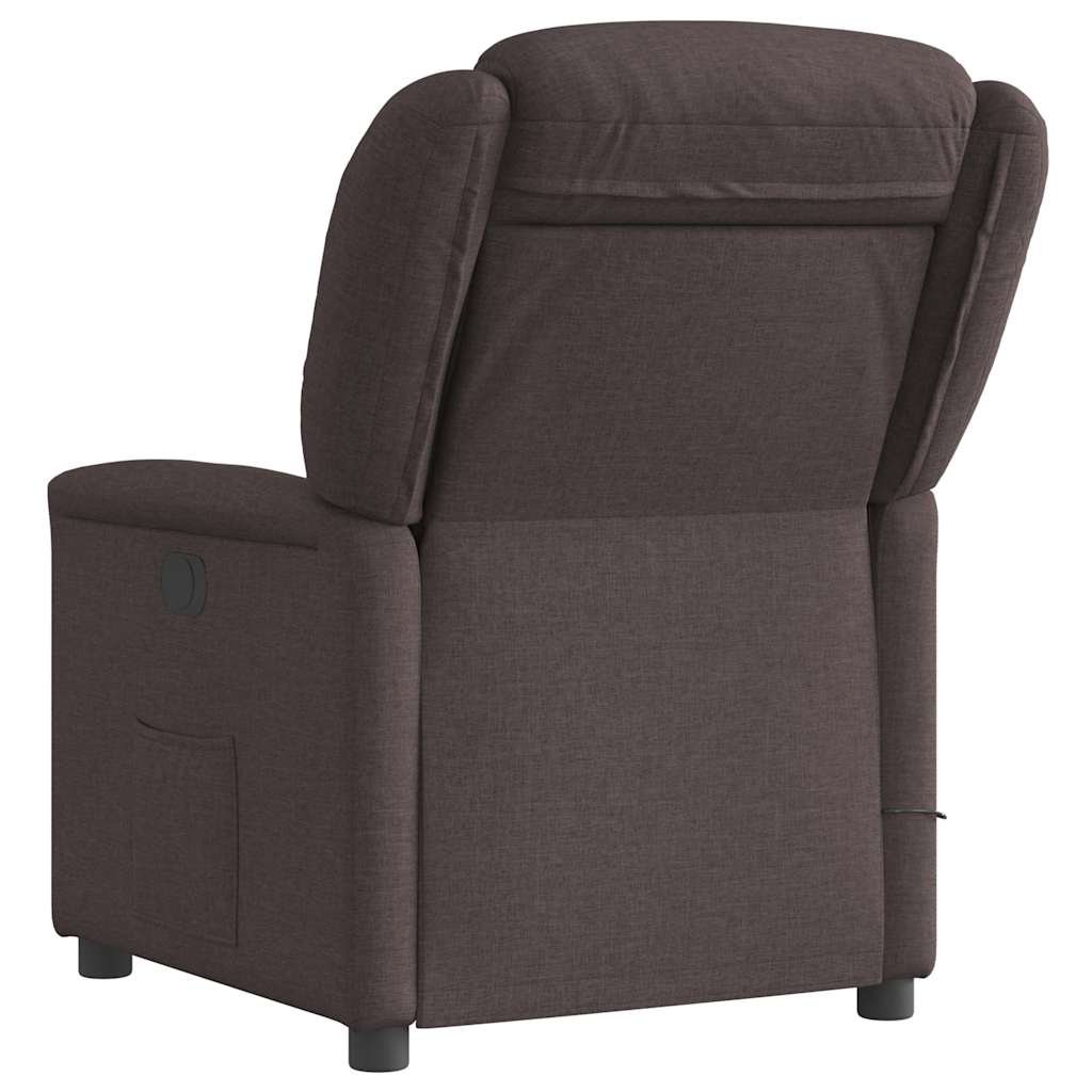 Fauteuil de massage inclinable électrique Marron foncé Tissu Fauteuils vidaXL