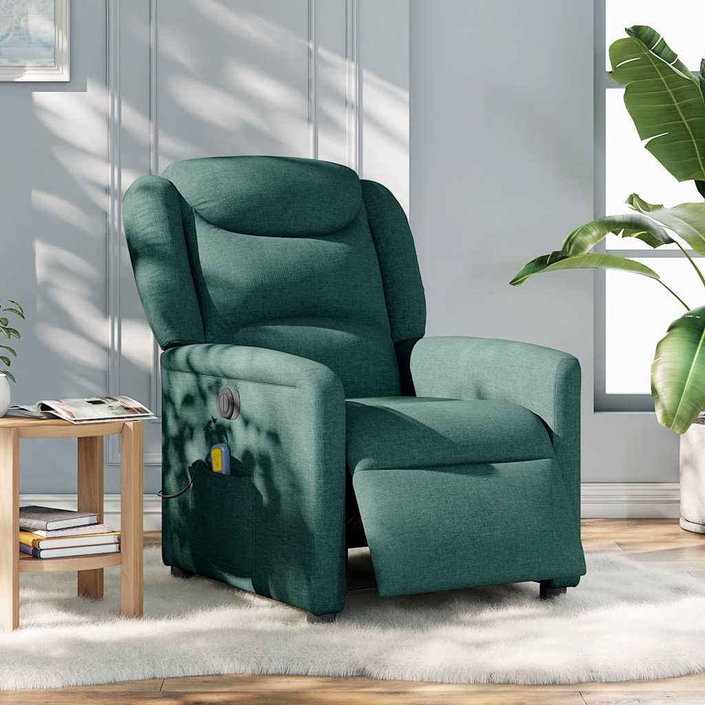 Fauteuil de massage inclinable électrique Vert foncé Tissu Fauteuils vidaXL