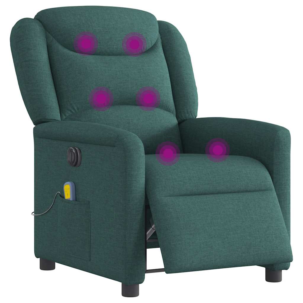 Fauteuil de massage inclinable électrique Vert foncé Tissu Fauteuils vidaXL