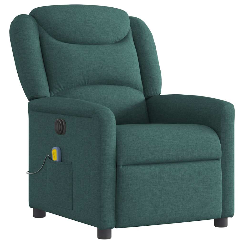 Fauteuil de massage inclinable électrique Vert foncé Tissu Fauteuils vidaXL