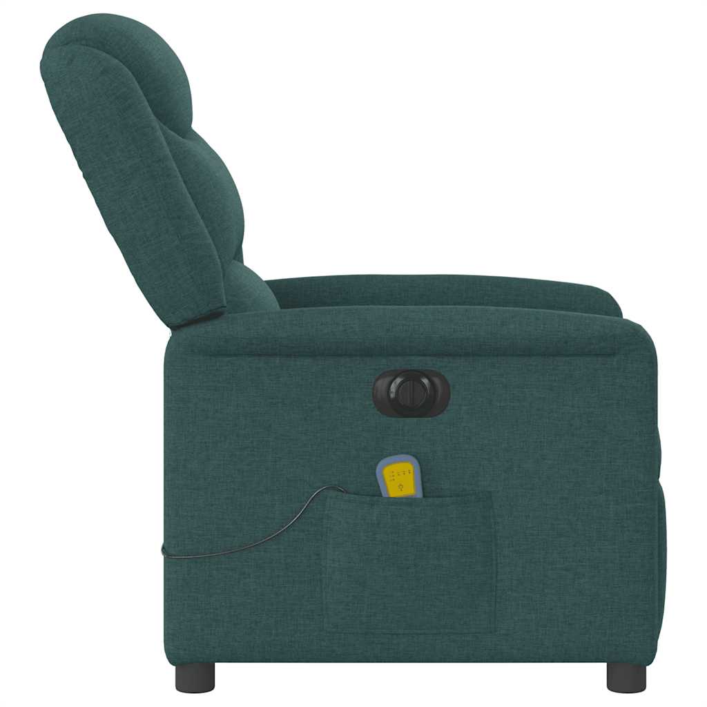 Fauteuil de massage inclinable électrique Vert foncé Tissu Fauteuils vidaXL