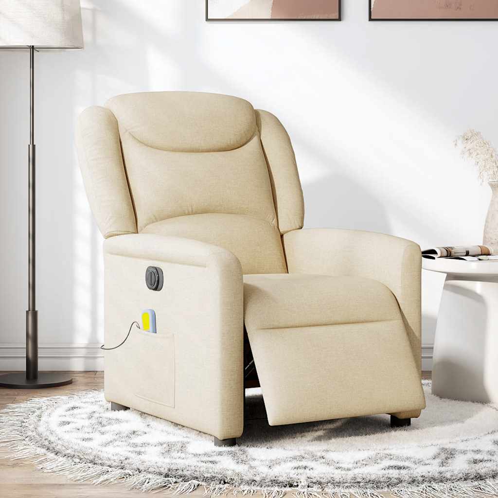 Fauteuil inclinable de massage électrique crème tissu Fauteuils vidaXL