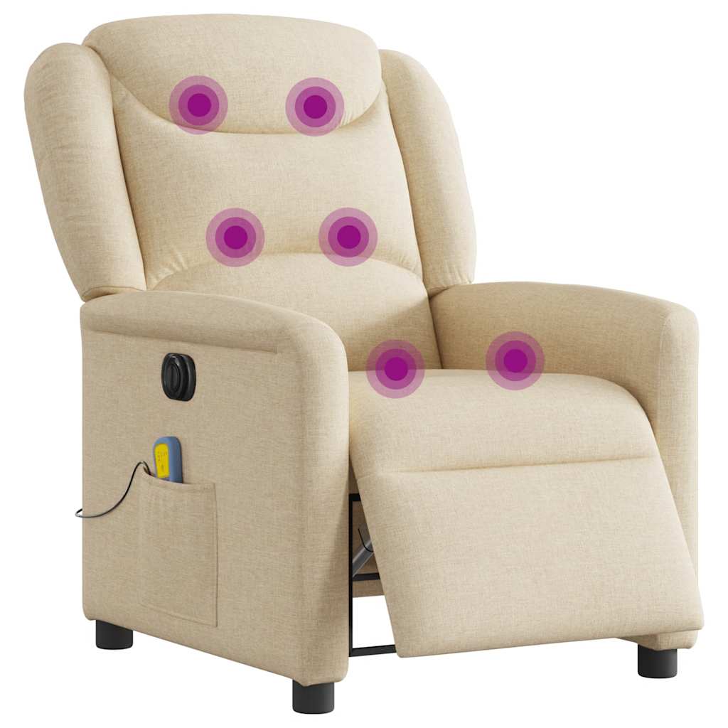 Fauteuil inclinable de massage électrique crème tissu Fauteuils vidaXL