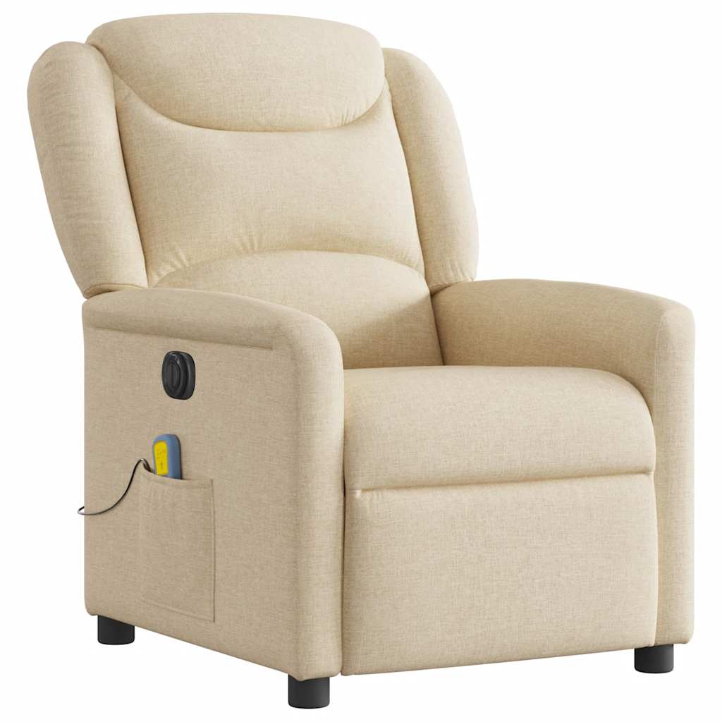 Fauteuil inclinable de massage électrique crème tissu Fauteuils vidaXL