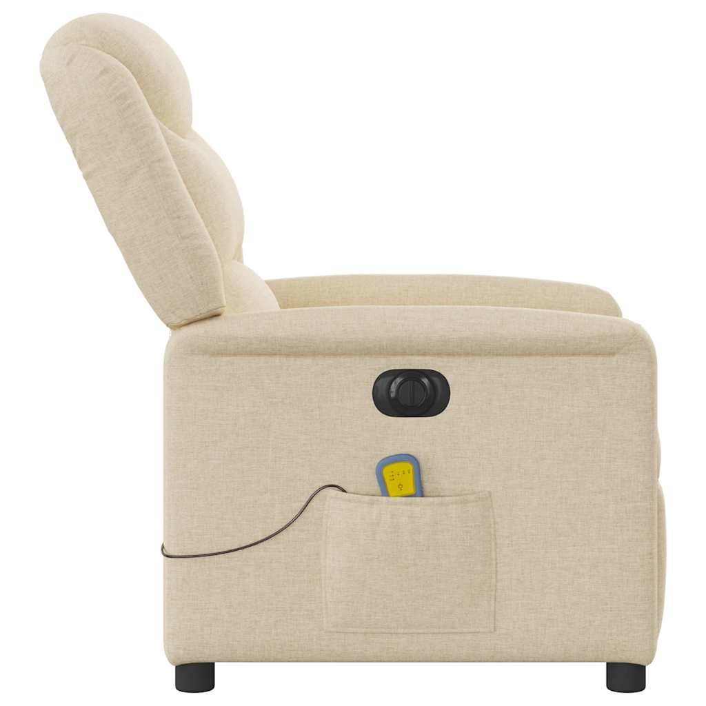 Fauteuil inclinable de massage électrique crème tissu Fauteuils vidaXL