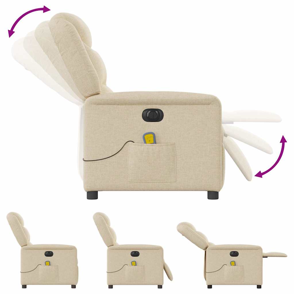 Fauteuil inclinable de massage électrique crème tissu Fauteuils vidaXL