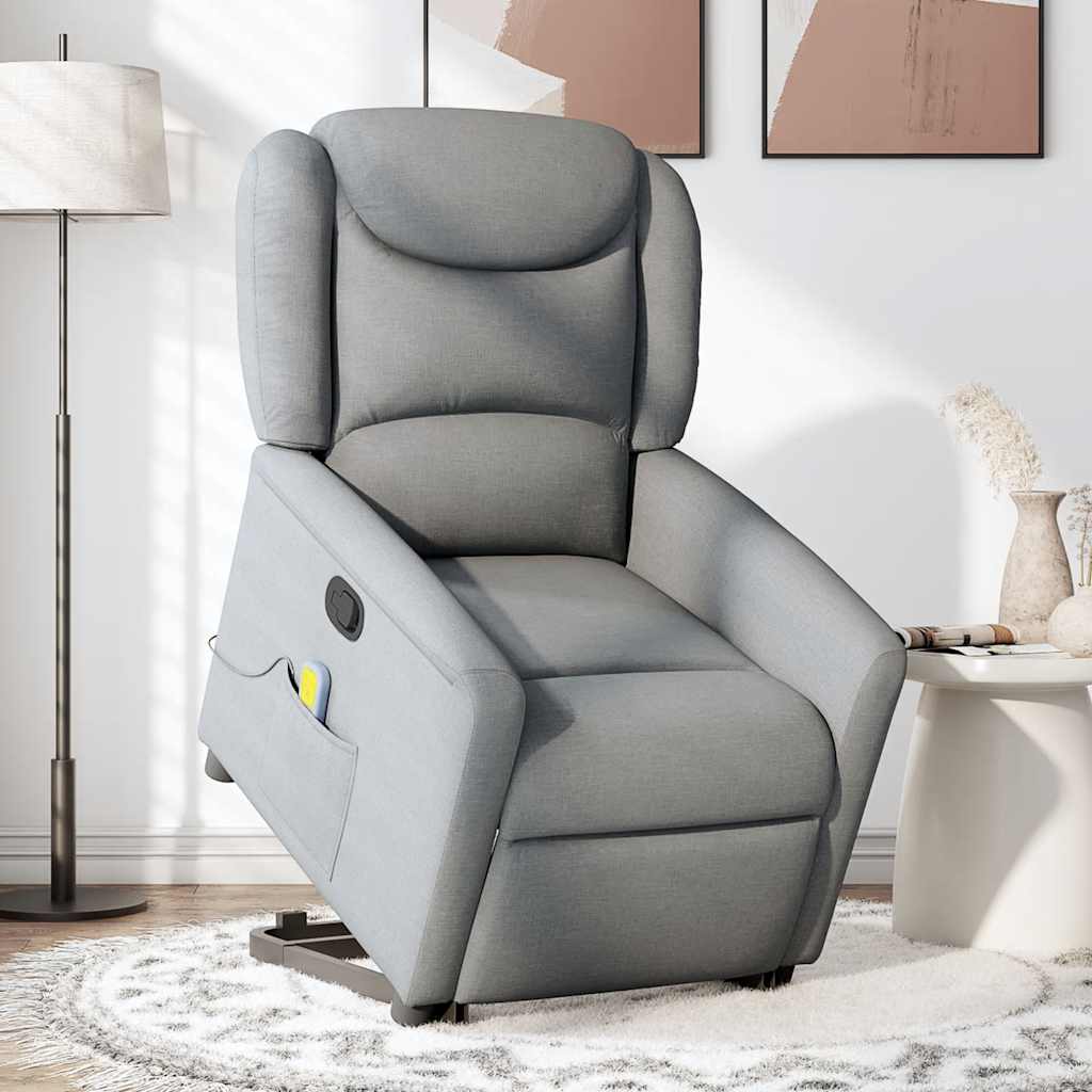 Fauteuil de massage inclinable Gris clair Tissu Fauteuils vidaXL