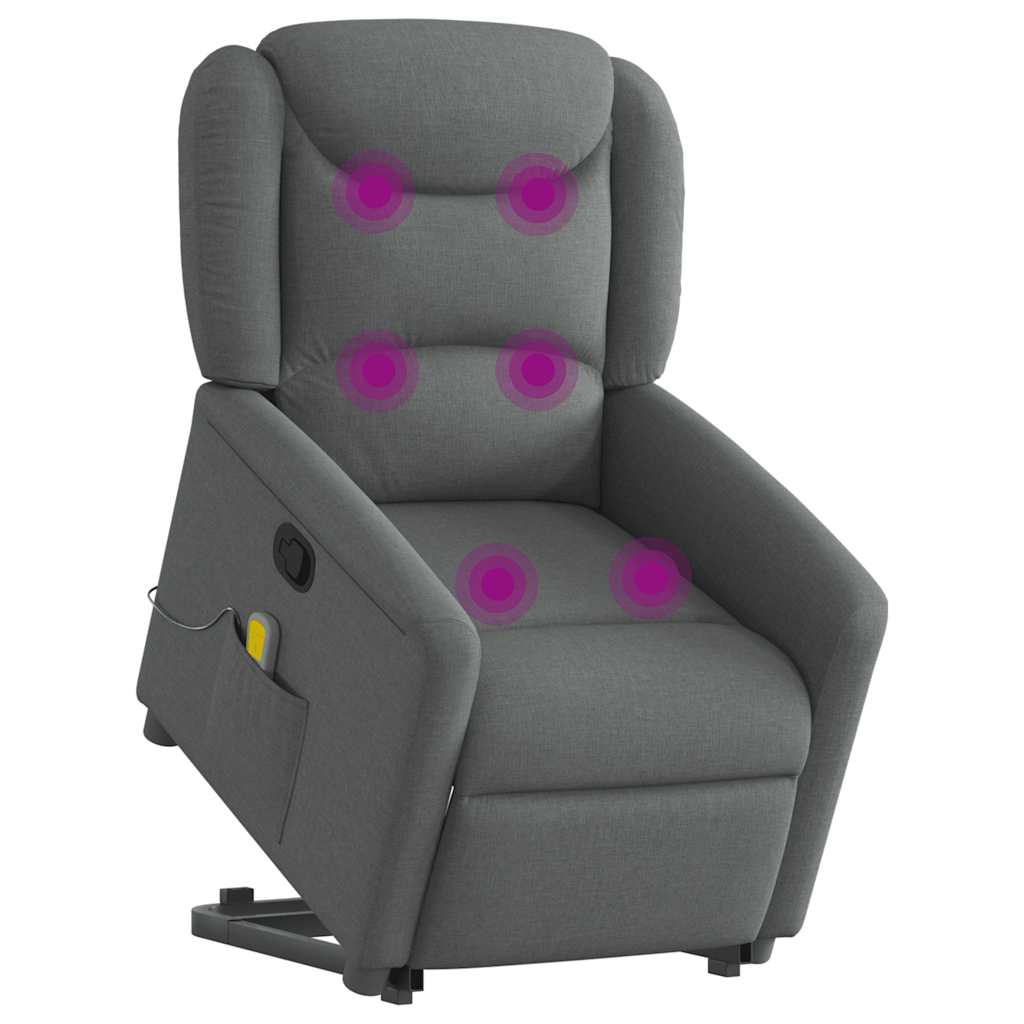 Fauteuil de massage inclinable Gris foncé Tissu Fauteuils vidaXL