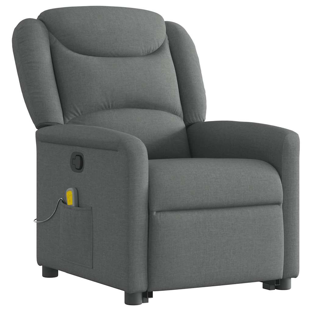 Fauteuil de massage inclinable Gris foncé Tissu Fauteuils vidaXL