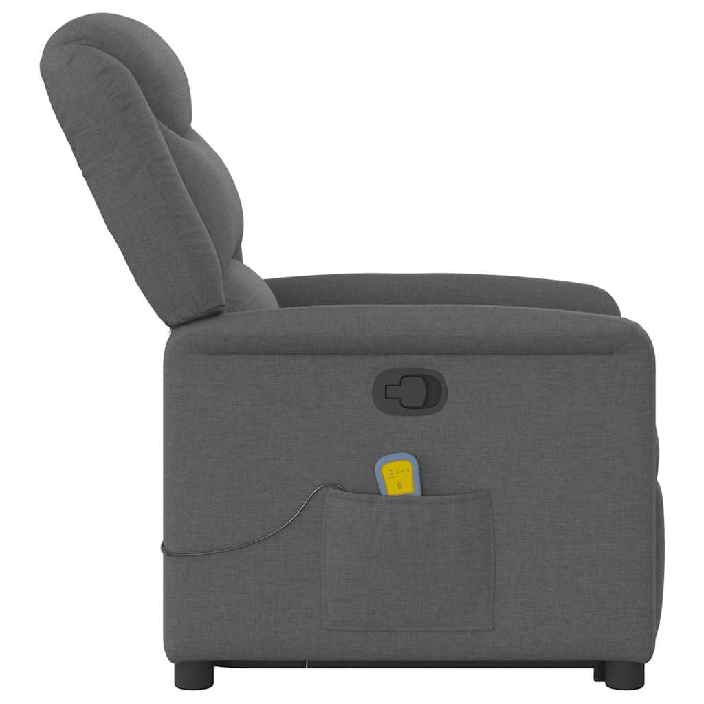 Fauteuil de massage inclinable Gris foncé Tissu Fauteuils vidaXL