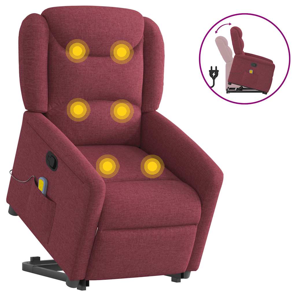 Fauteuil inclinable de massage Rouge bordeaux Tissu Fauteuils vidaXL