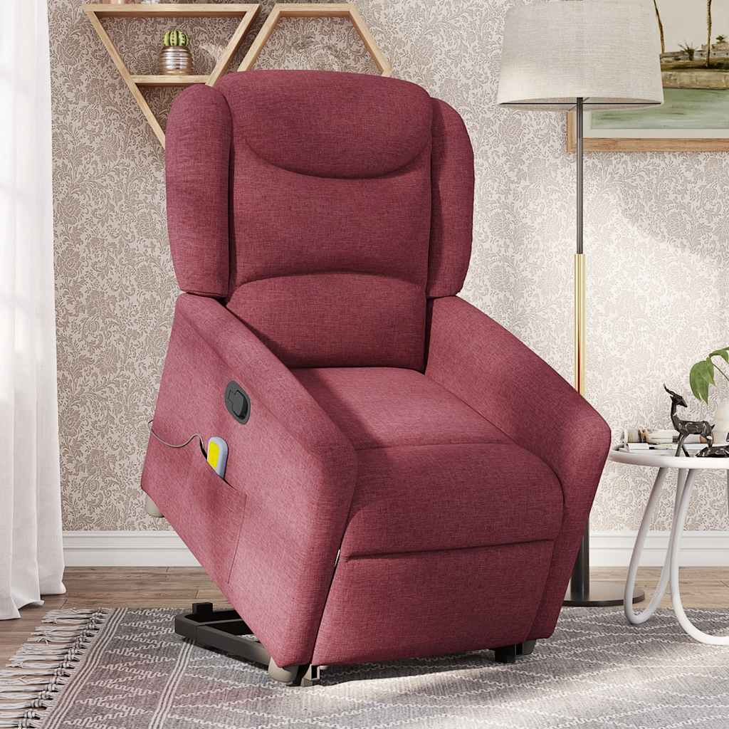 Fauteuil inclinable de massage Rouge bordeaux Tissu Fauteuils vidaXL