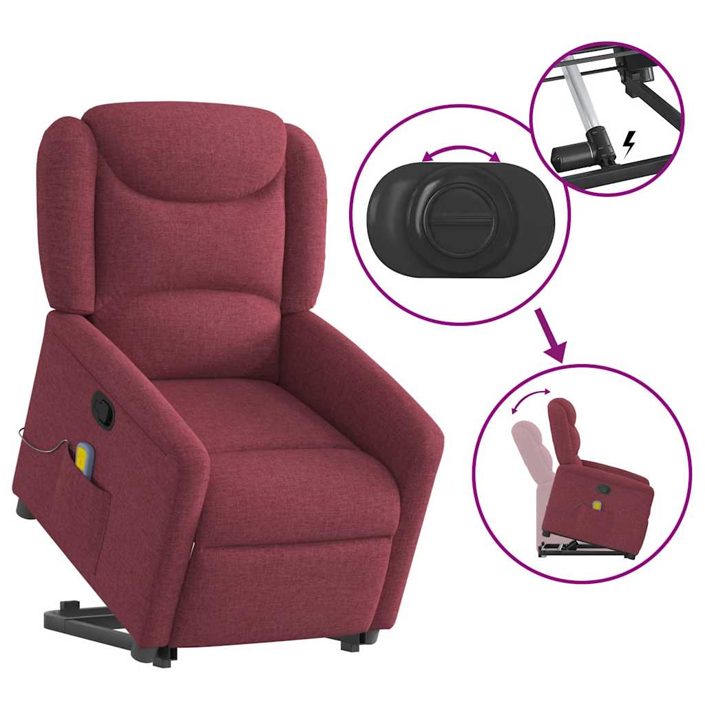 Fauteuil inclinable de massage Rouge bordeaux Tissu Fauteuils vidaXL