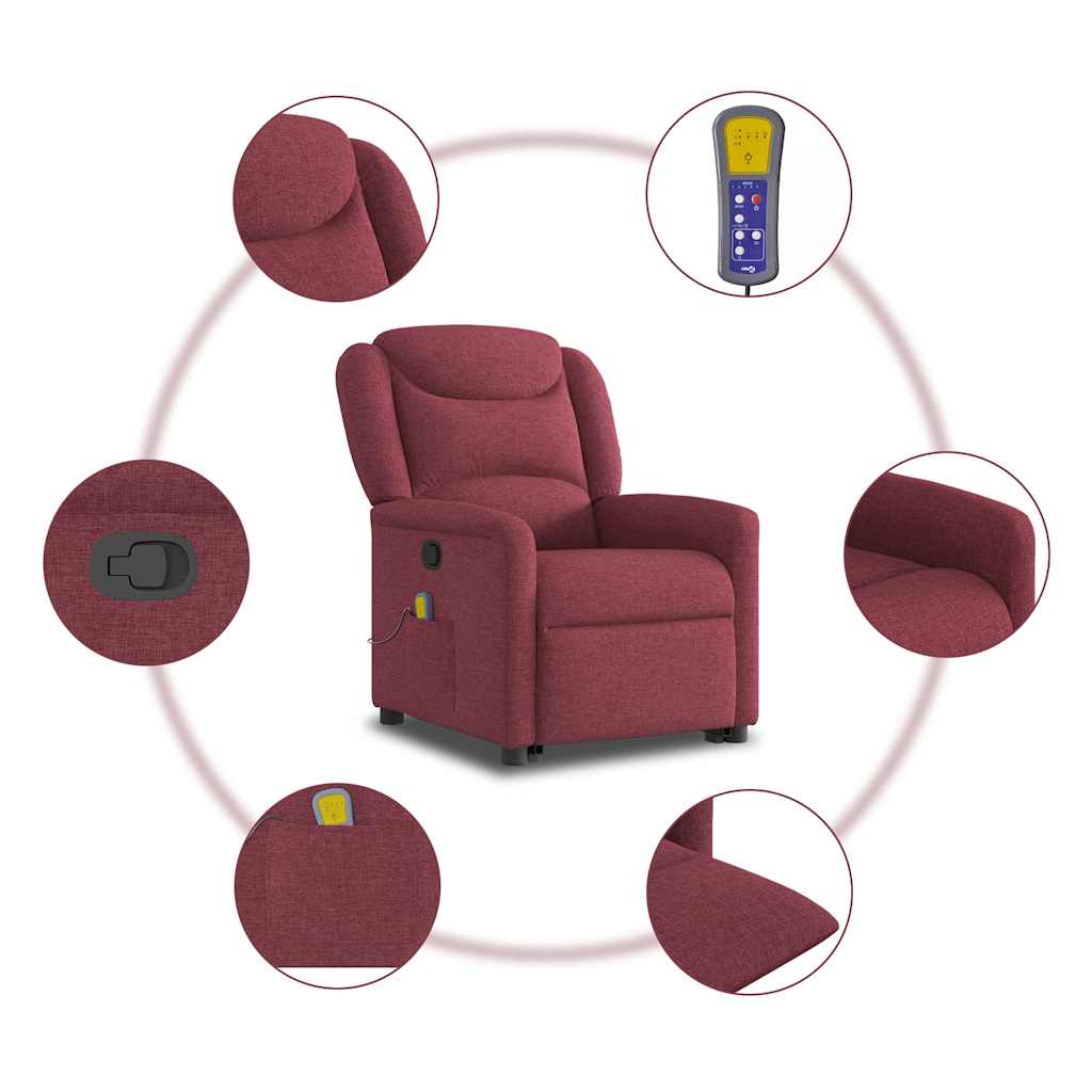 Fauteuil inclinable de massage Rouge bordeaux Tissu Fauteuils vidaXL