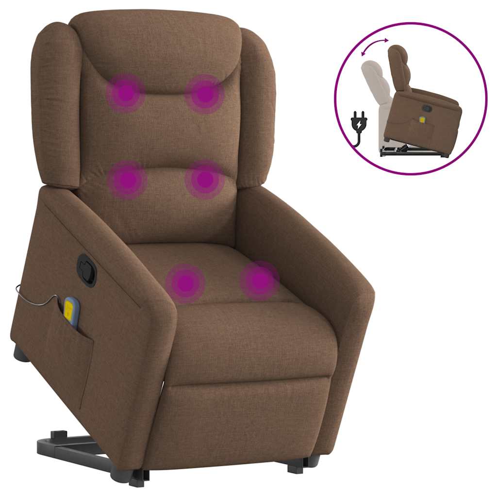 Fauteuil de massage inclinable Marron Tissu Fauteuils vidaXL