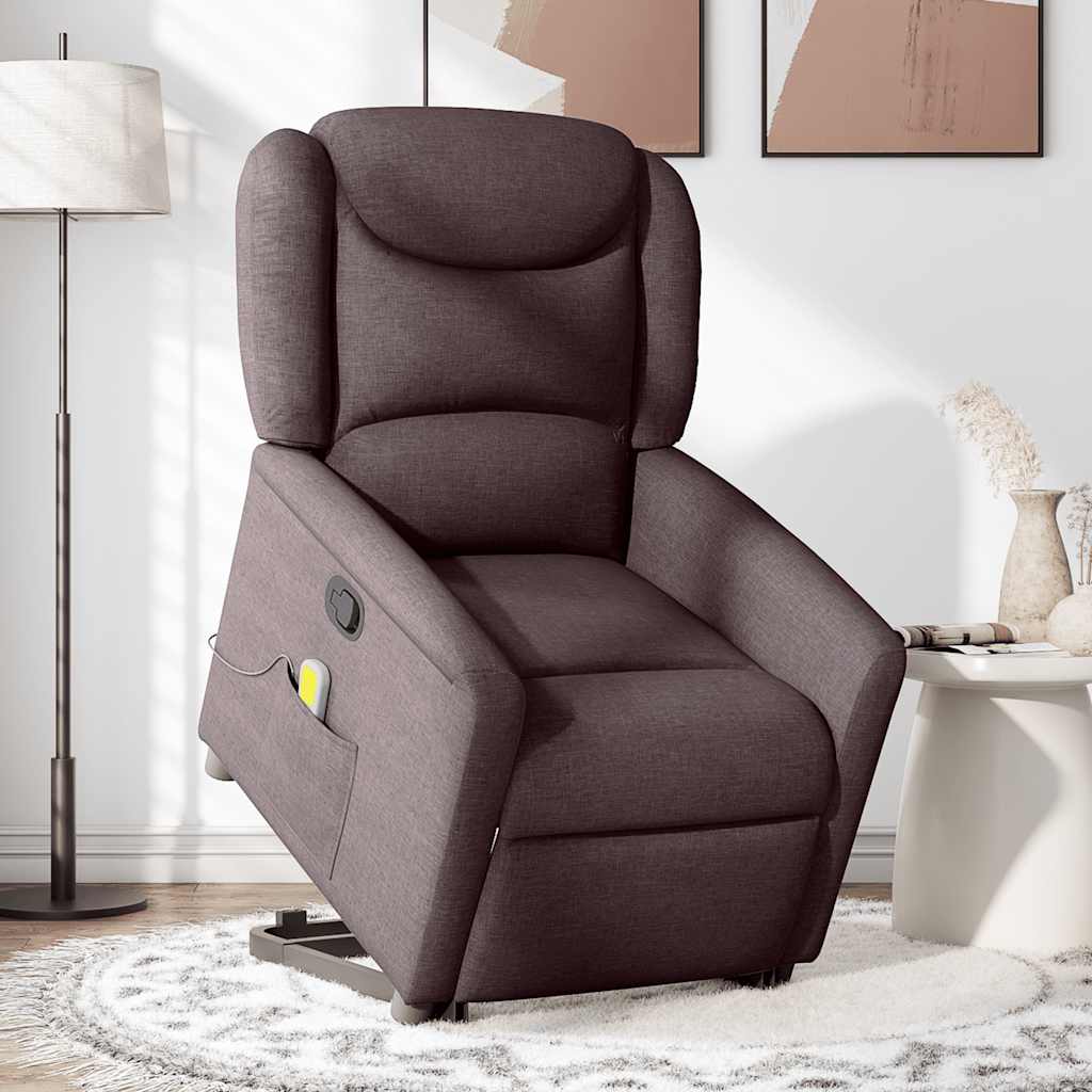 Fauteuil inclinable de massage Marron foncé Tissu Fauteuils vidaXL