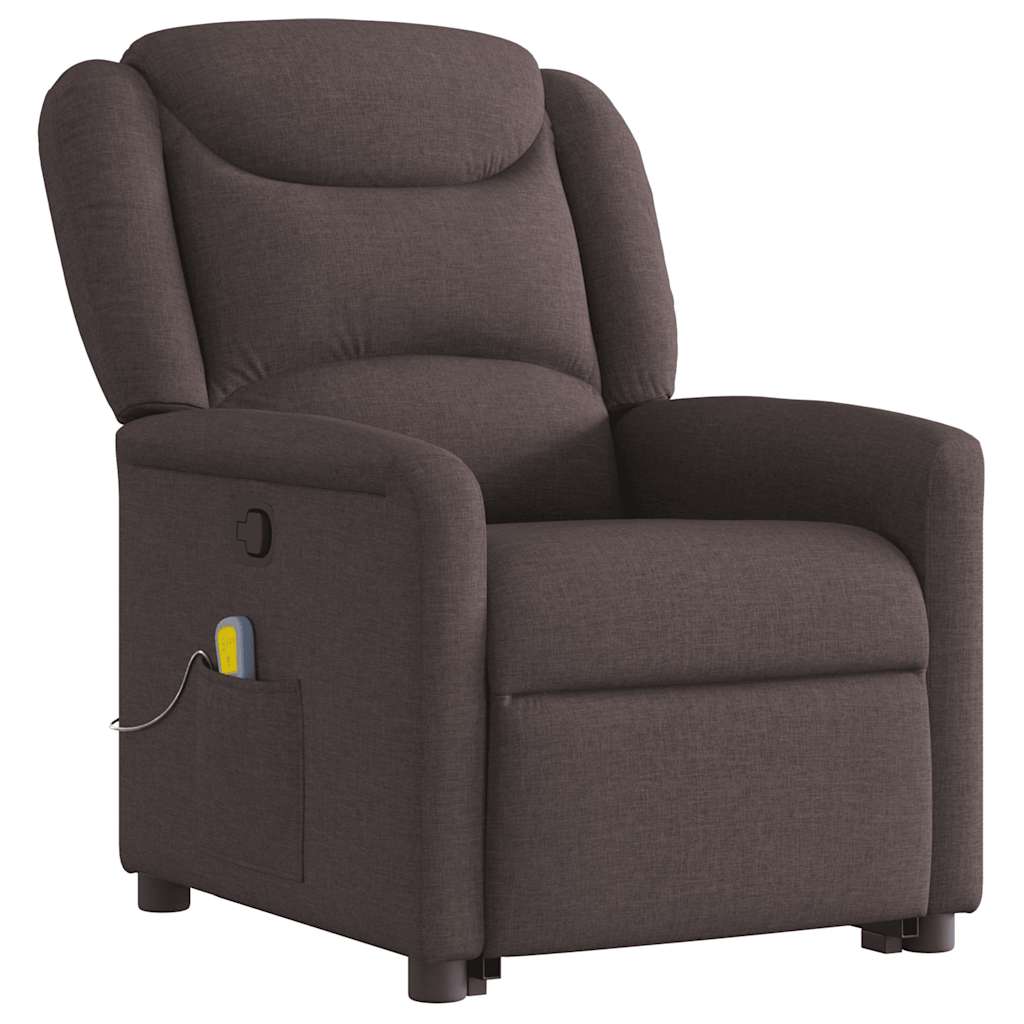 Fauteuil inclinable de massage Marron foncé Tissu Fauteuils vidaXL