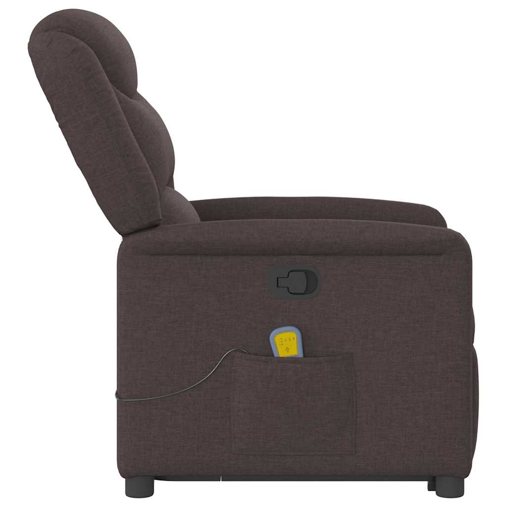 Fauteuil inclinable de massage Marron foncé Tissu Fauteuils vidaXL