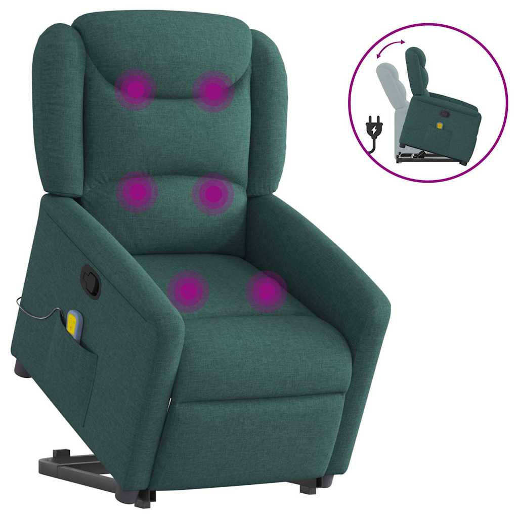 Fauteuil inclinable de massage Vert foncé Tissu Fauteuils vidaXL