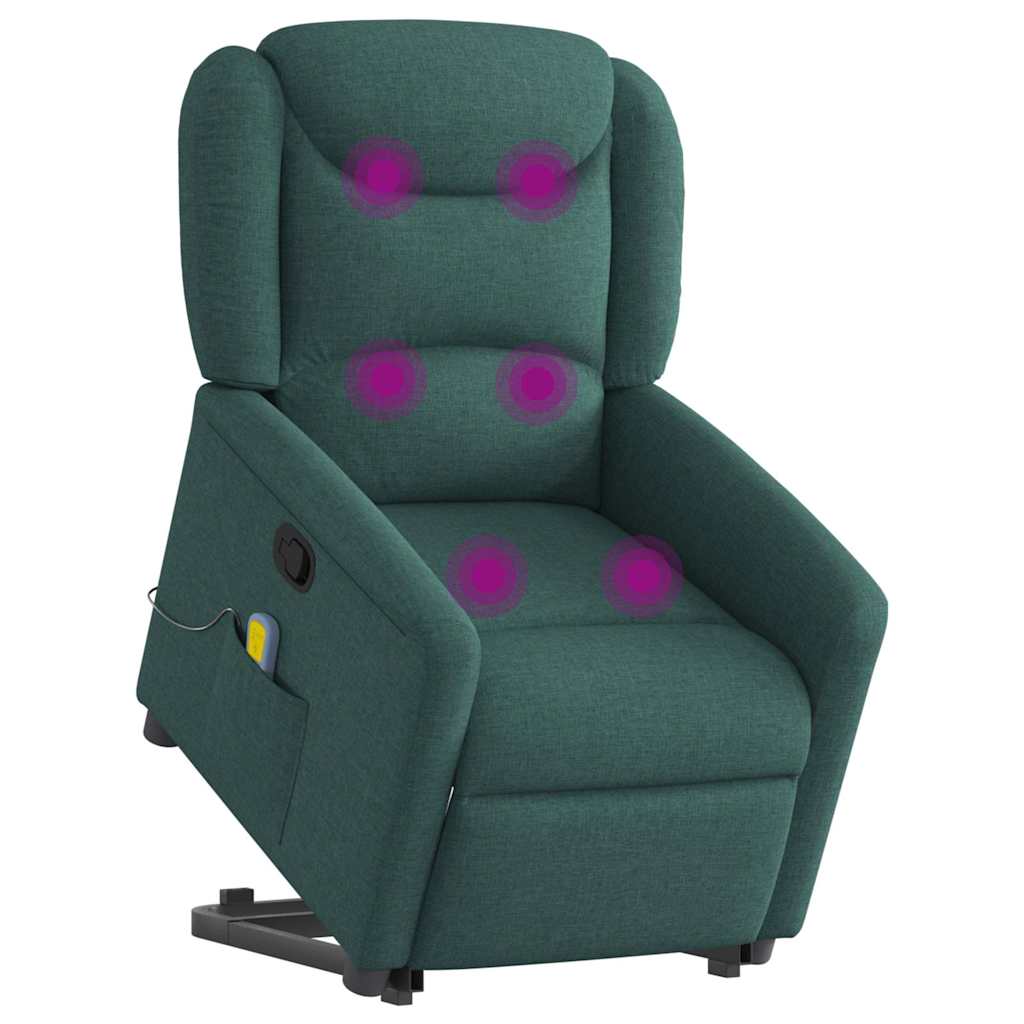 Fauteuil inclinable de massage Vert foncé Tissu Fauteuils vidaXL