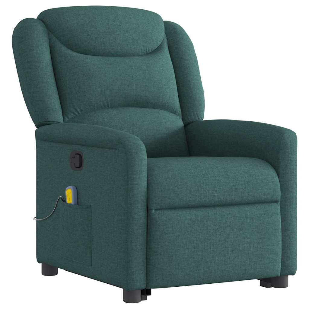 Fauteuil inclinable de massage Vert foncé Tissu Fauteuils vidaXL