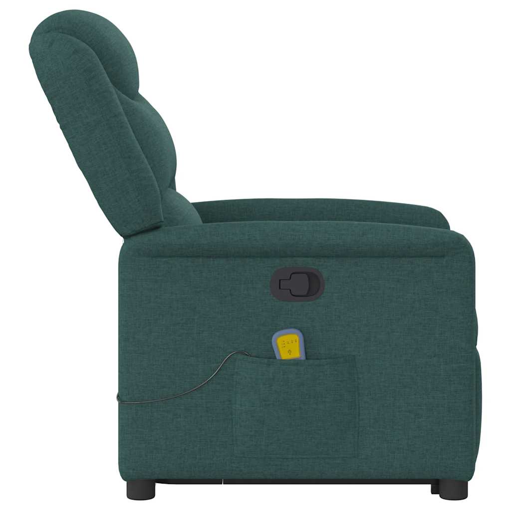 Fauteuil inclinable de massage Vert foncé Tissu Fauteuils vidaXL